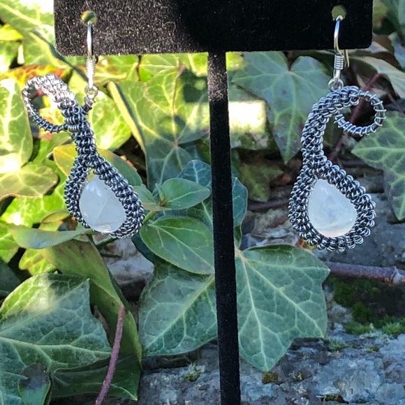 SOLD Moonstone earrings - Picture 7 of 8